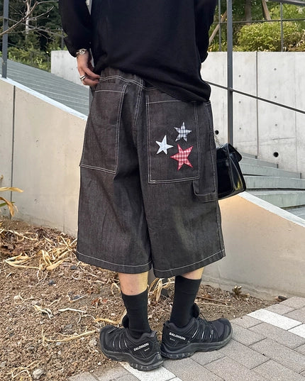 星星貼布大短褲