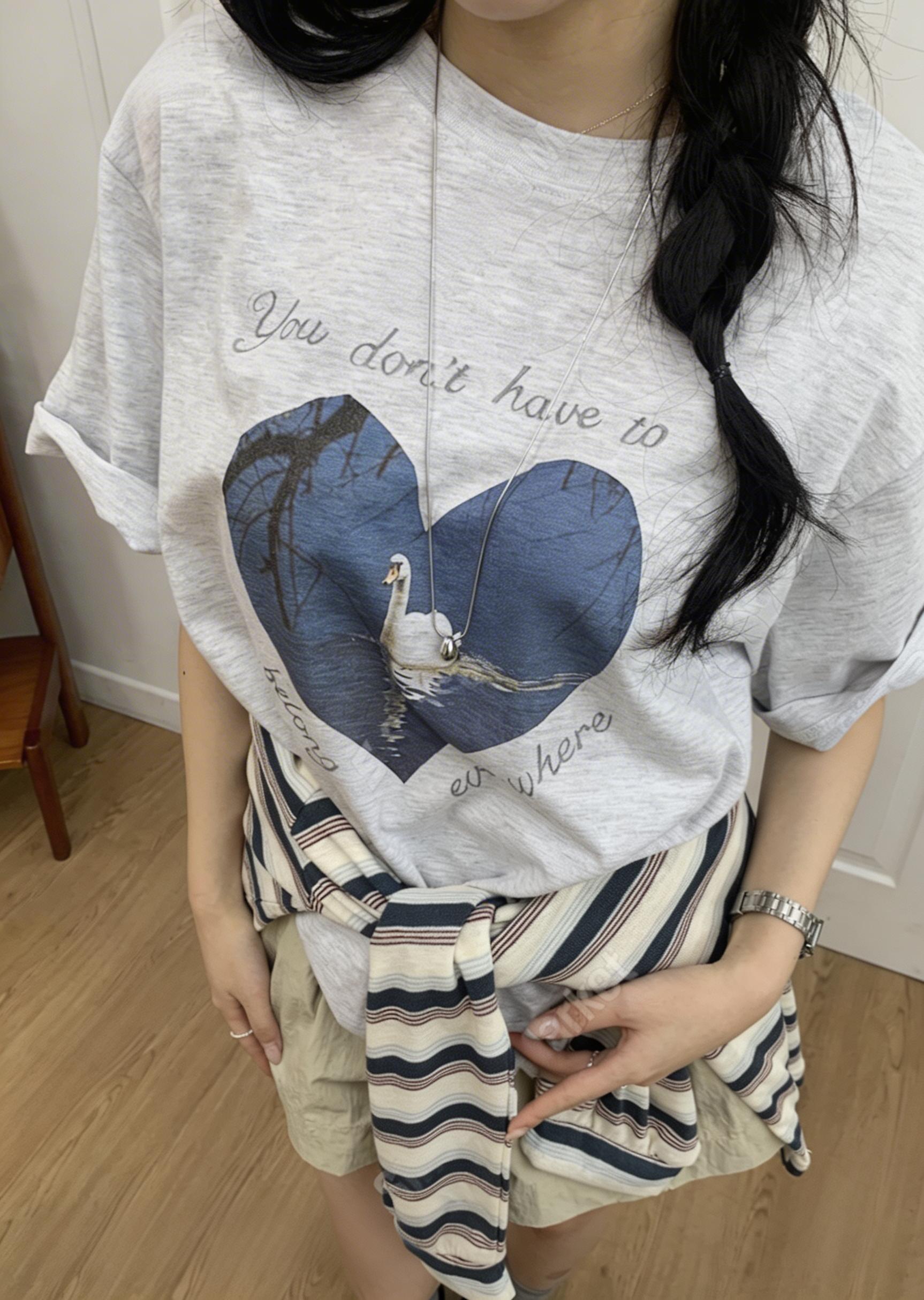 心形鴨圖案T-shirt (2 COLOURS)