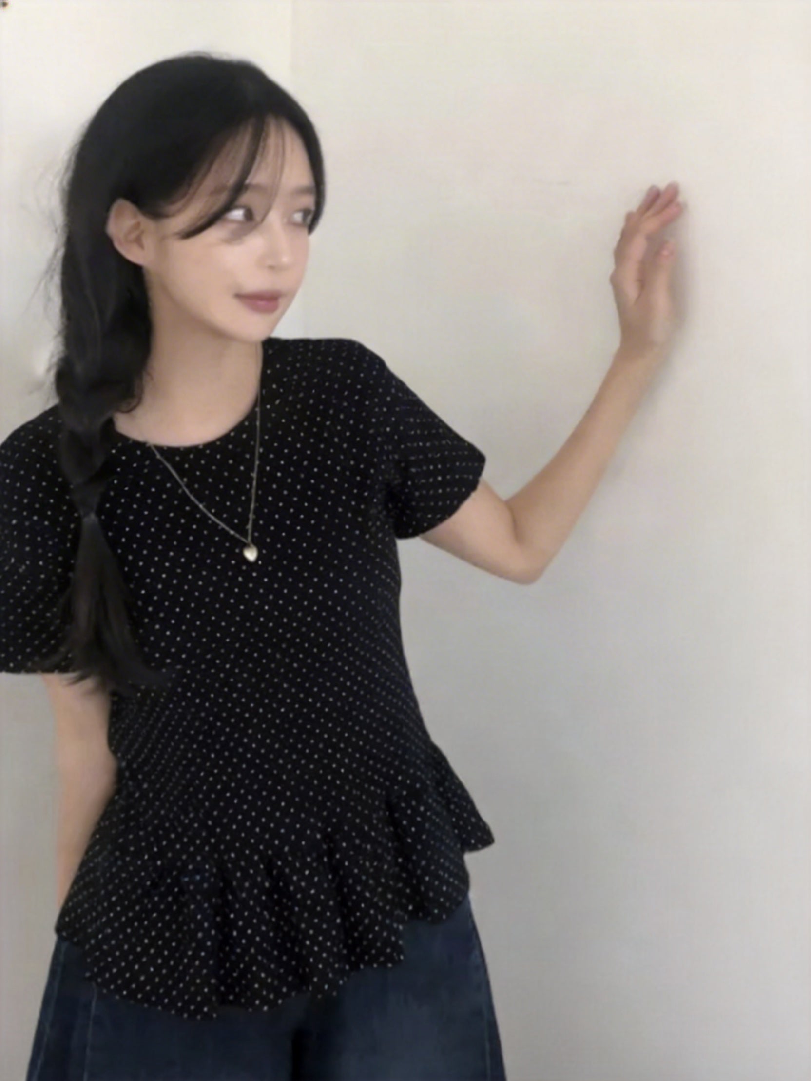 短袖圓點茱蒂荷葉邊T-shirt (4 COLOURS)