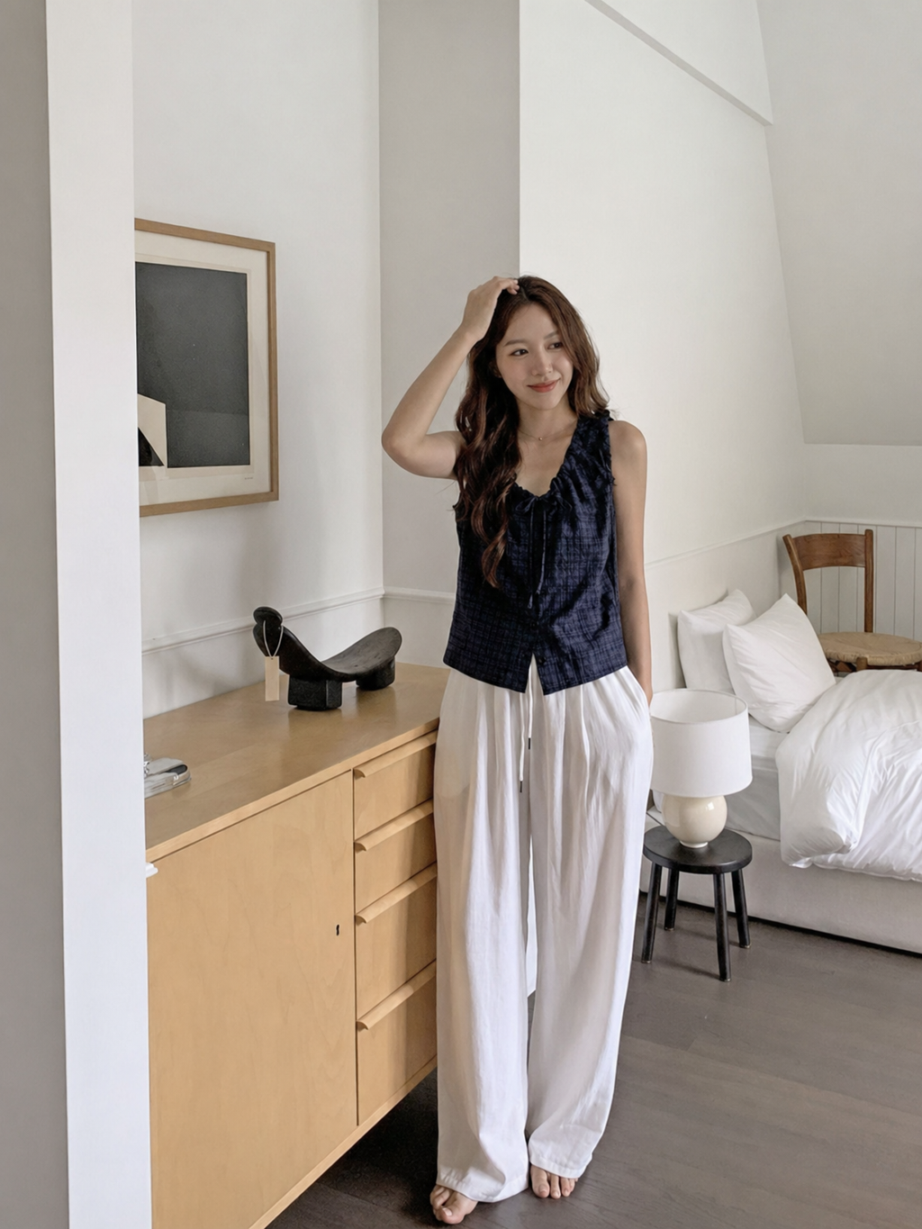 薄款格仔無袖襯衫 (3 COLOURS)