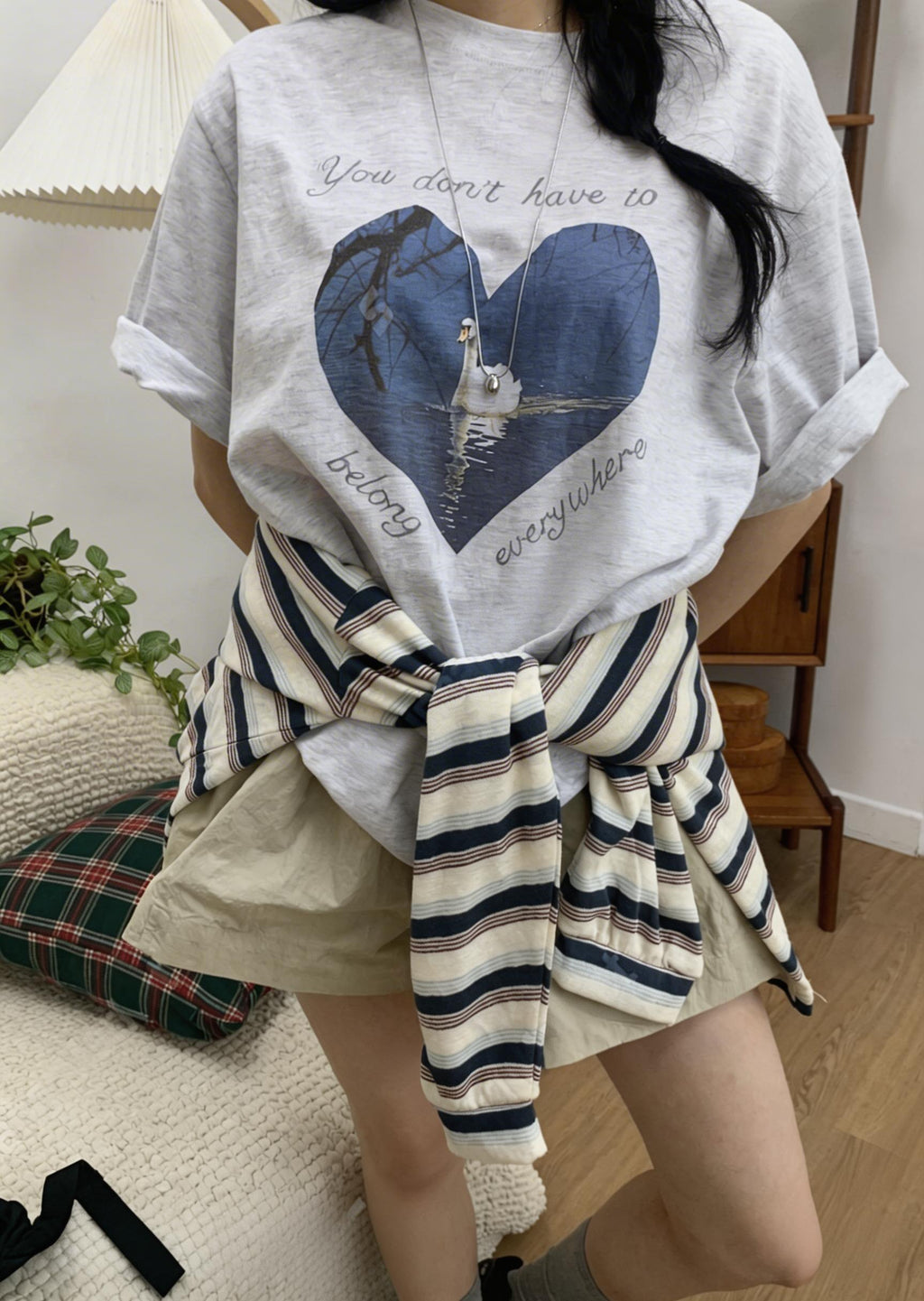 心形鴨圖案T-shirt (2 COLOURS)