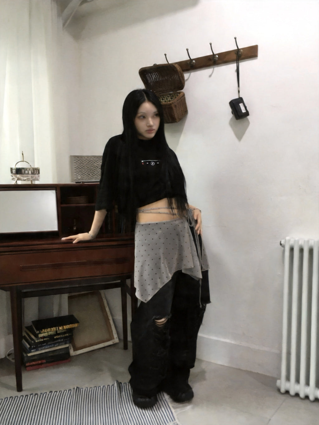 圓點網紗裹裙 （2 COLOURS）