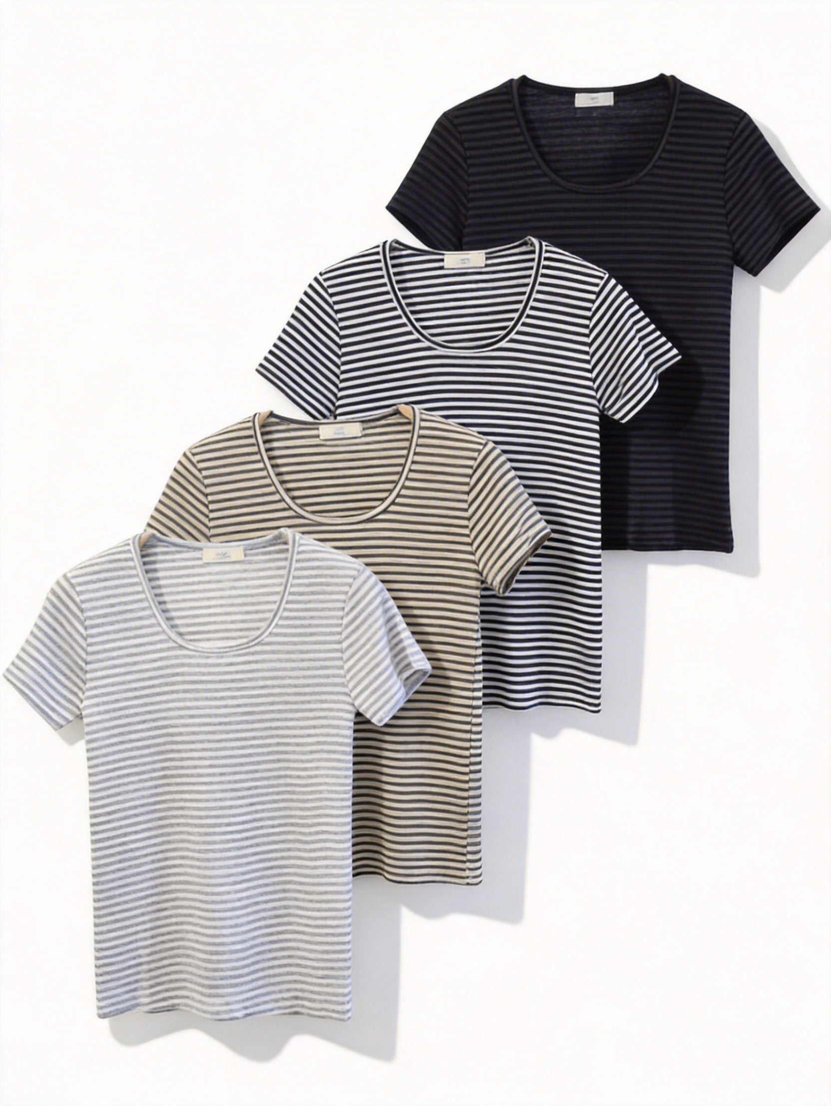 短袖條紋方形T-shirt (4 COLOURS)