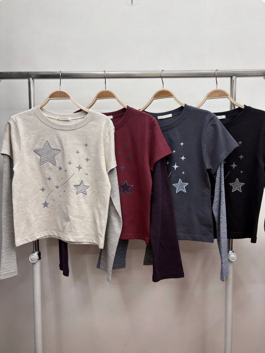 夜星層疊長袖T-shirt (4 COLOURS)
