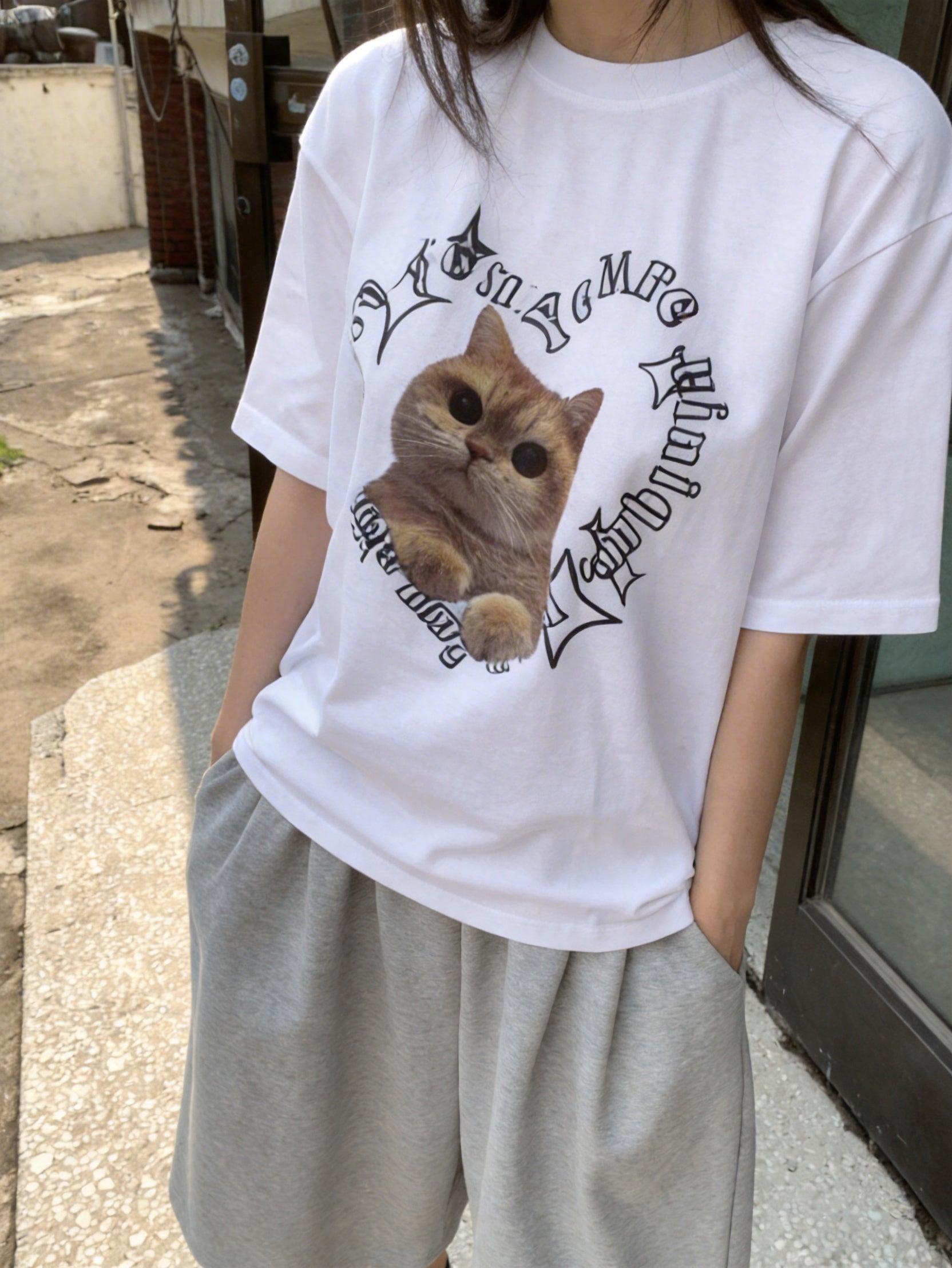 心形貓咪短袖T-shirt (3 COLOURS)