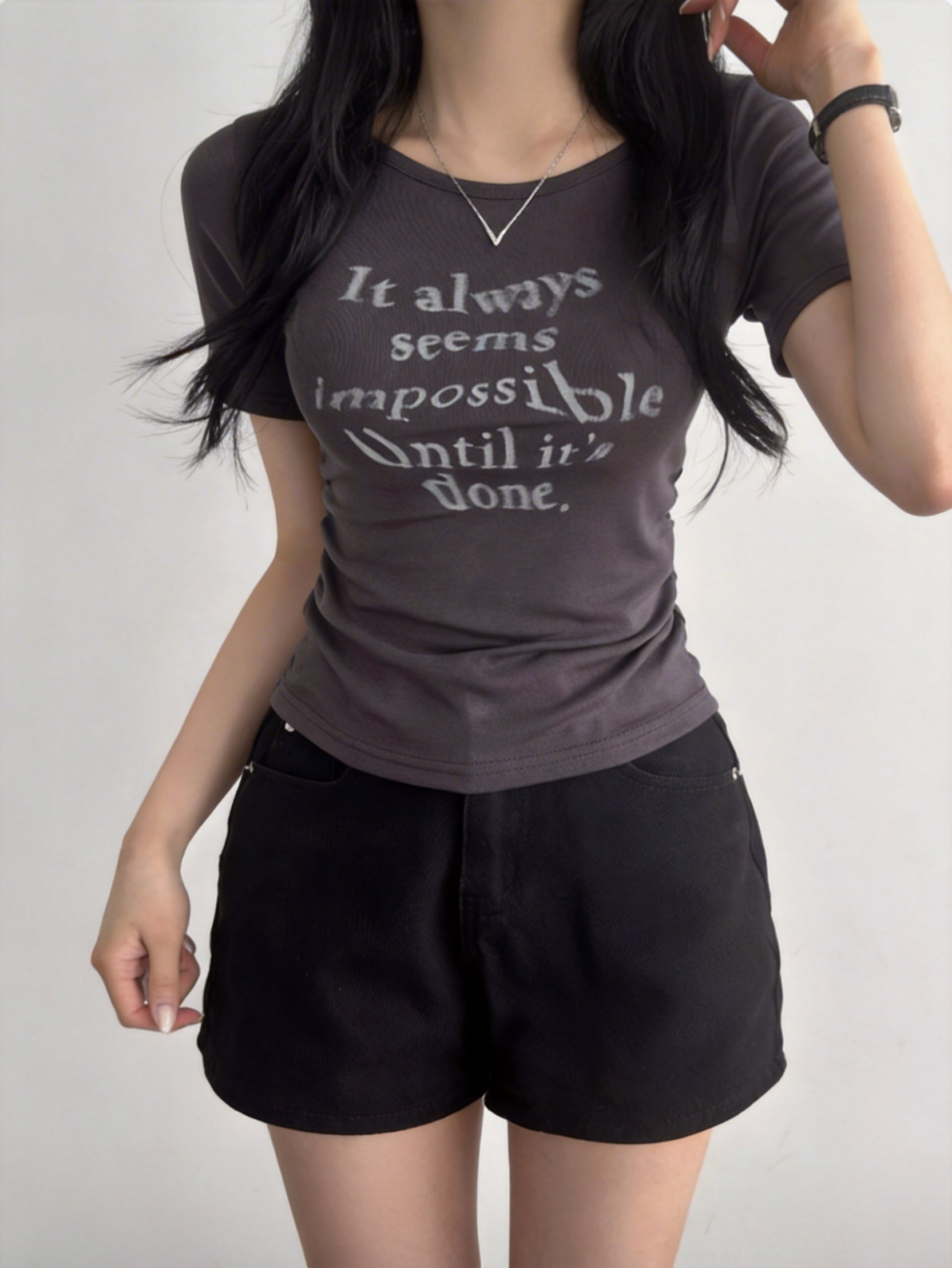 修身印花復古短袖T-shirt (3 COLOURS)