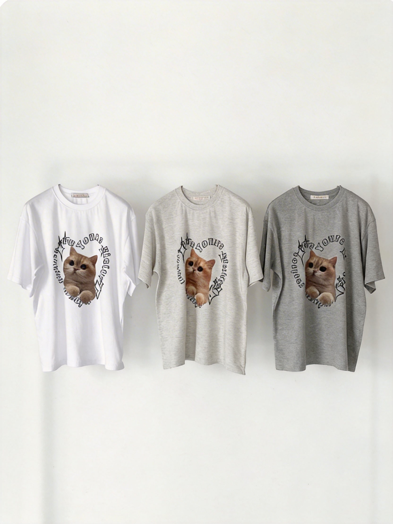 心形貓咪短袖T-shirt (3 COLOURS)