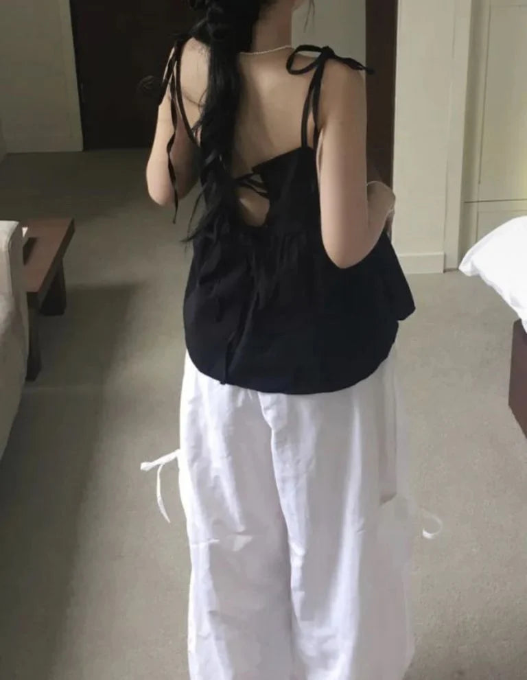 棉質蝴蝶結吊帶背心